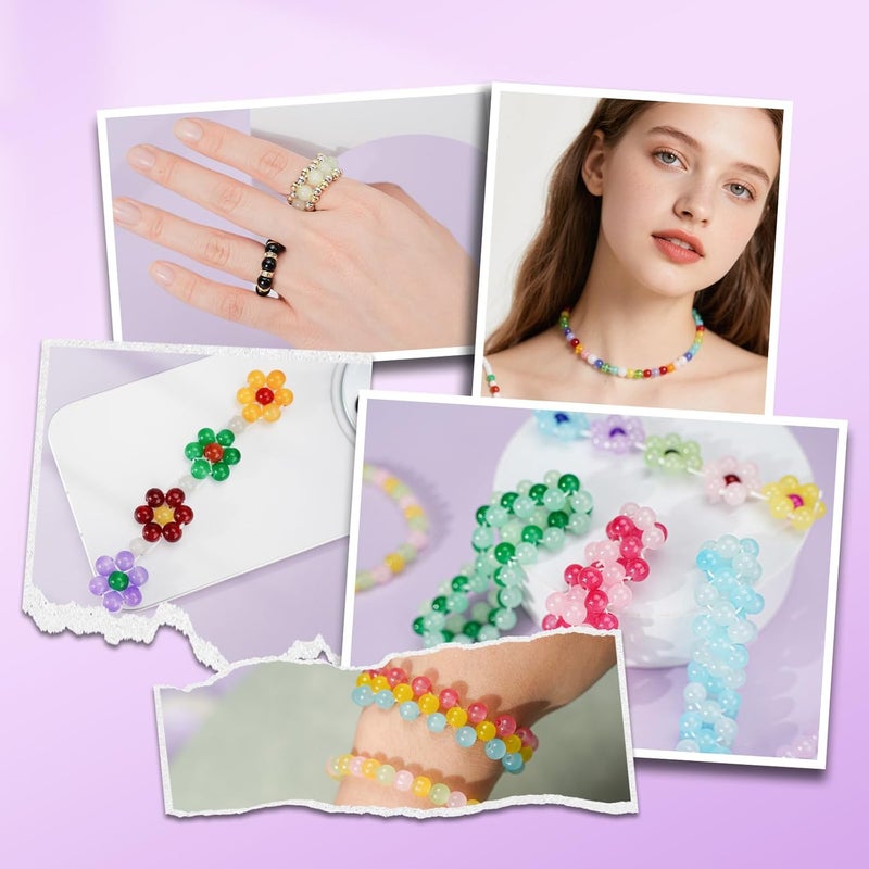 Sunlode Glass Beads for Bracelets 1400pcs Bracelet Making Kit 6mm Glass Bead for Jewelry Making Bracelet Beads 24 Colors Crystal Beads Adult Jewelry Making Supplies Round Glass Beads for Crafts - Image 4
